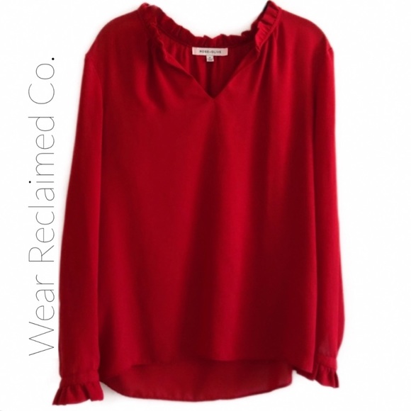 Rose & Olive Tops - ROSE & OLIVE Christmas Red Tunic Blouse w/ Ruffle